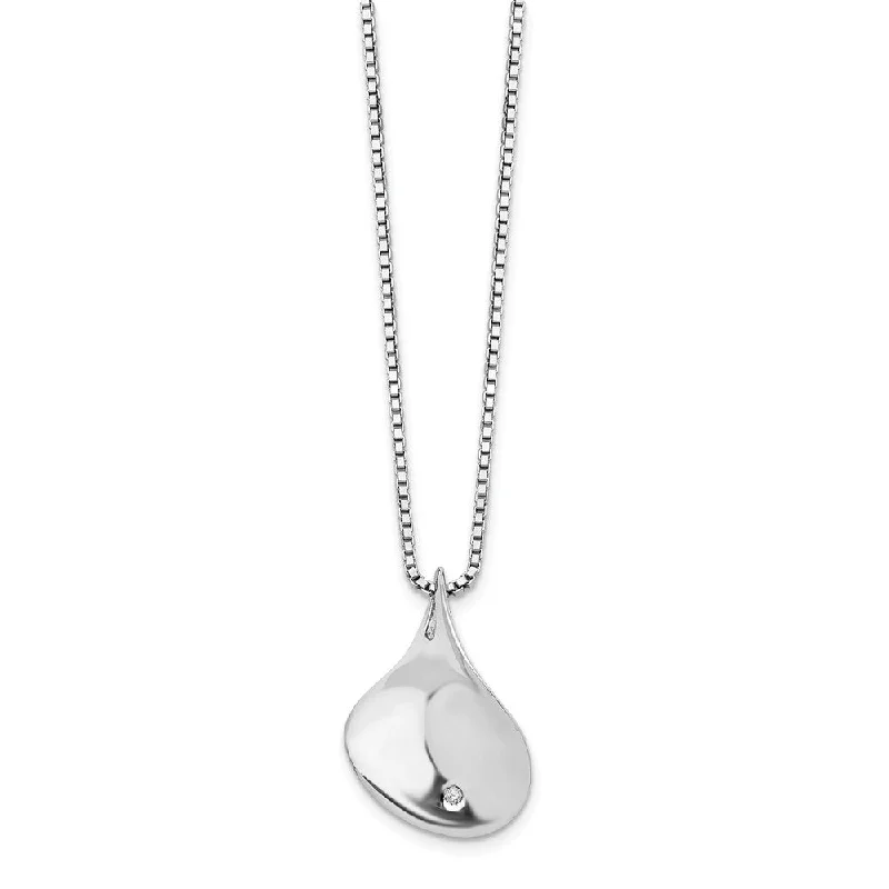 Bridal Necklace with Pearls-Diamond Twisted Tear Necklace in Rhodium Plated Silver, 18-20 Inch