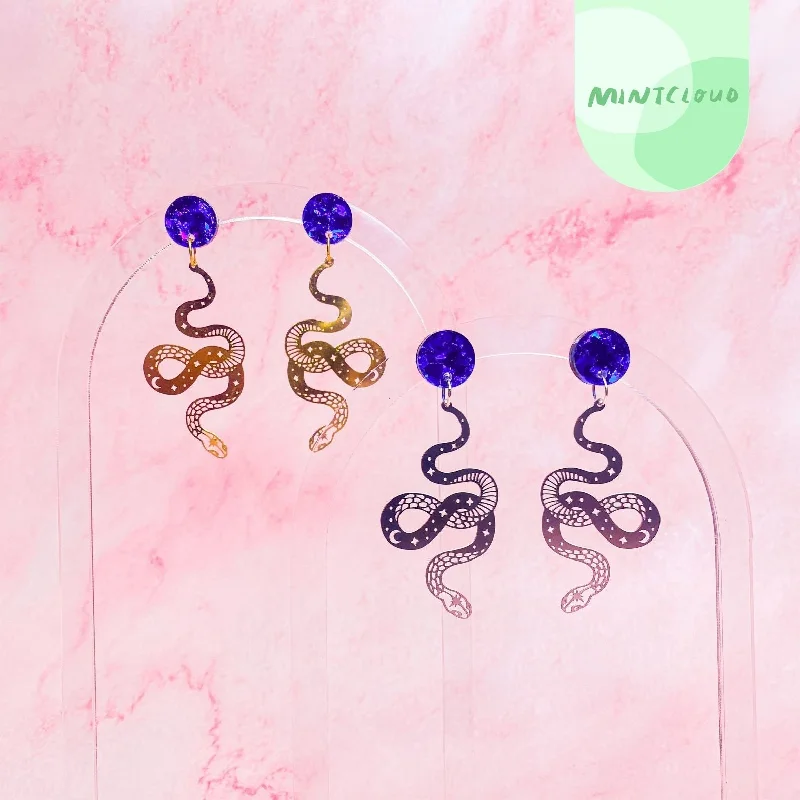 Beautiful Diamond Earrings for Women-Mintcloud Brass Dangles - Mystic Serpent