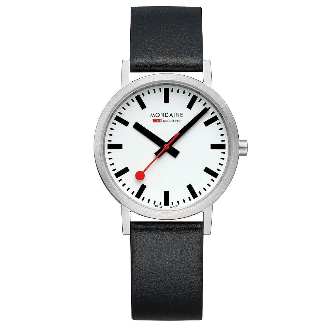 Classic Watches with Leather Strap for Men-Mondaine Official Swiss Railways Classic A660.30314.16SBBV