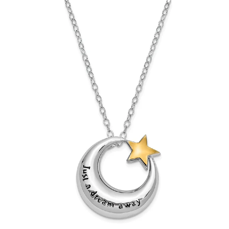 Unique Gemstone Necklace for Special Occasions-Sterling Silver Gold Tone Accent Moon & Star Ash Holder Necklace, 18in