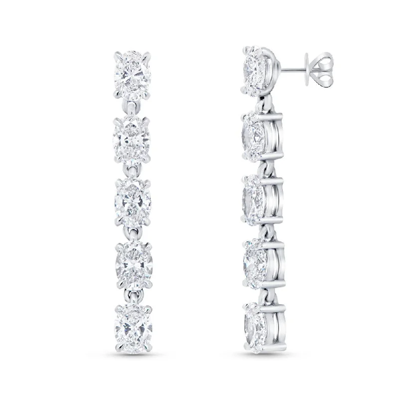 Classic Diamond Earrings-Uneek Gatsby Collection Oval Shaped Diamond Dangle Earrings