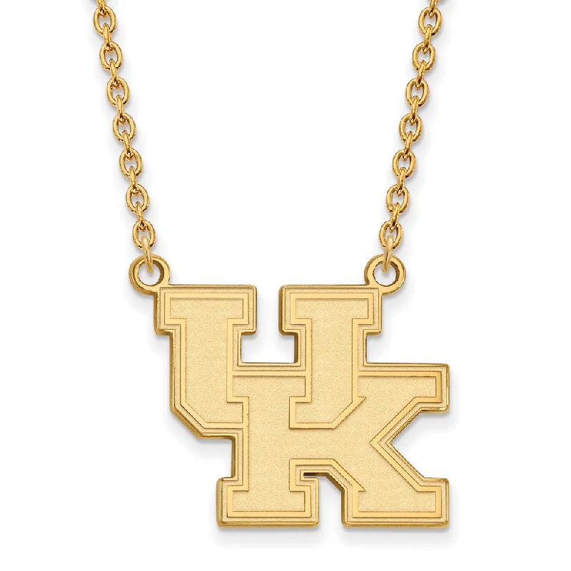 Custom Name Necklace for Kids-14k Gold Plated Silver U of Kentucky Large 'UK' Pendant Necklace