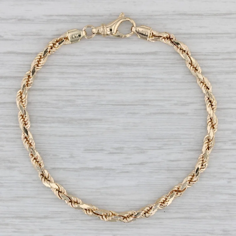 Simple Chain Bracelet for Everyday Style-Rope Chain Bracelet 14k Yellow Gold Lobster Clasp 7" 3.5mm