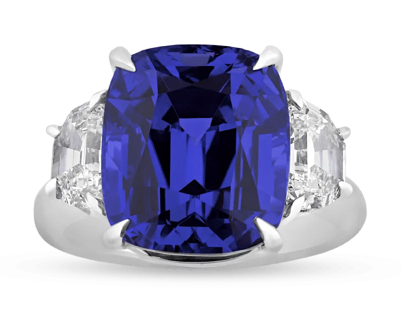 Classic Engagement Ring for Women-Color-Change Sapphire Ring, 12.40 Carats