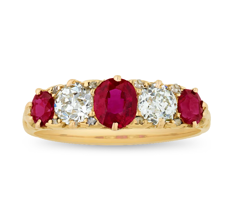 Birthstone Engagement Ring for Women-Untreated Burma Ruby and Diamond Ring