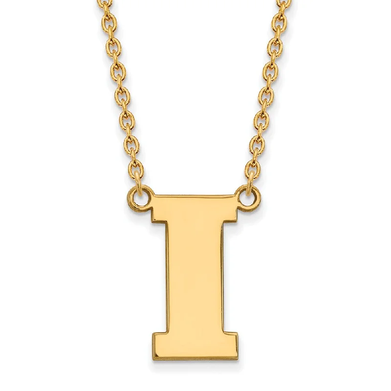 Stylish Gem Necklace for Women-14k Gold Plated Silver U of Iowa Large Initial I Pendant Necklace