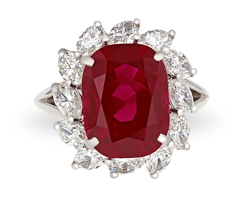 Elegant Gemstone Ring for Special Events-Ruby Ring, 7.64 Carats