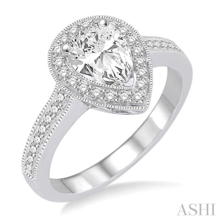 Designer Gold Ring for Engagement-1/3 Ctw Diamond Semi-mount Engagement Ring in 14K White Gold