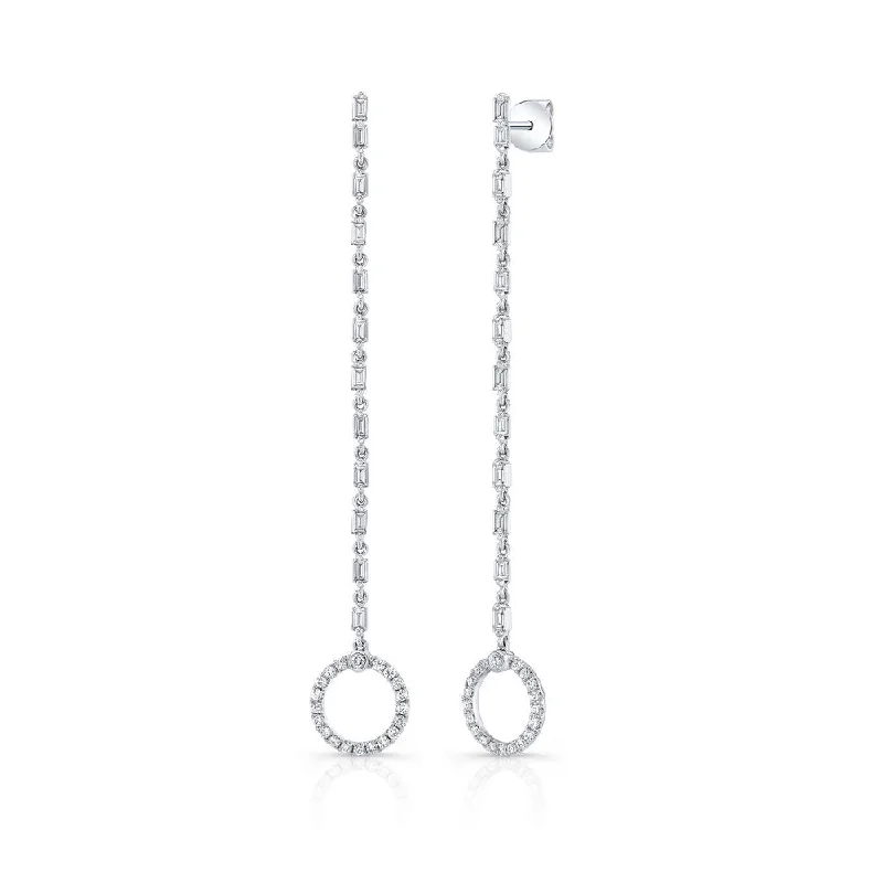 Large Crystal Earrings for Glamorous Look-Uneek Gatsby Collection Baguette Diamond Dangle Earrings