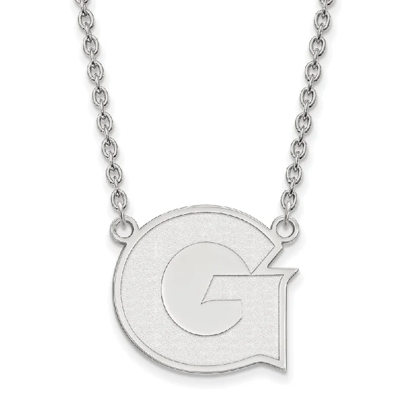 Gold Plated Necklace for Brides-Sterling Silver Georgetown U Large Initial G Pendant Necklace