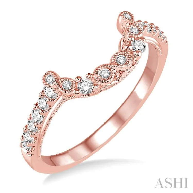 Vintage Style Ring for Women-1/4 Ctw Round Cut Diamond Wedding Band in 14K Rose Gold