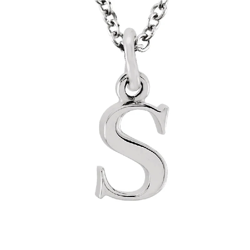 Artistic Gemstone Necklace-The Abbey Lower Case Initial 's' Necklace in 14k White Gold, 16 Inch