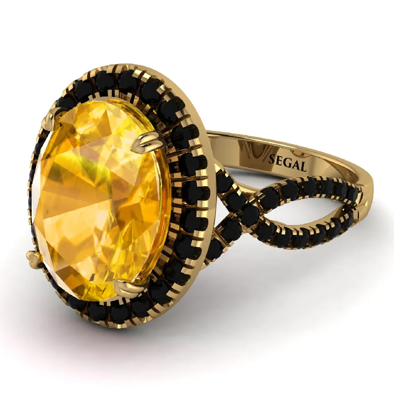 Elegant Silver Ring for Everyday Wear-Glamorous Oval Yellow Diamond Ring - Jordyn No. 1007