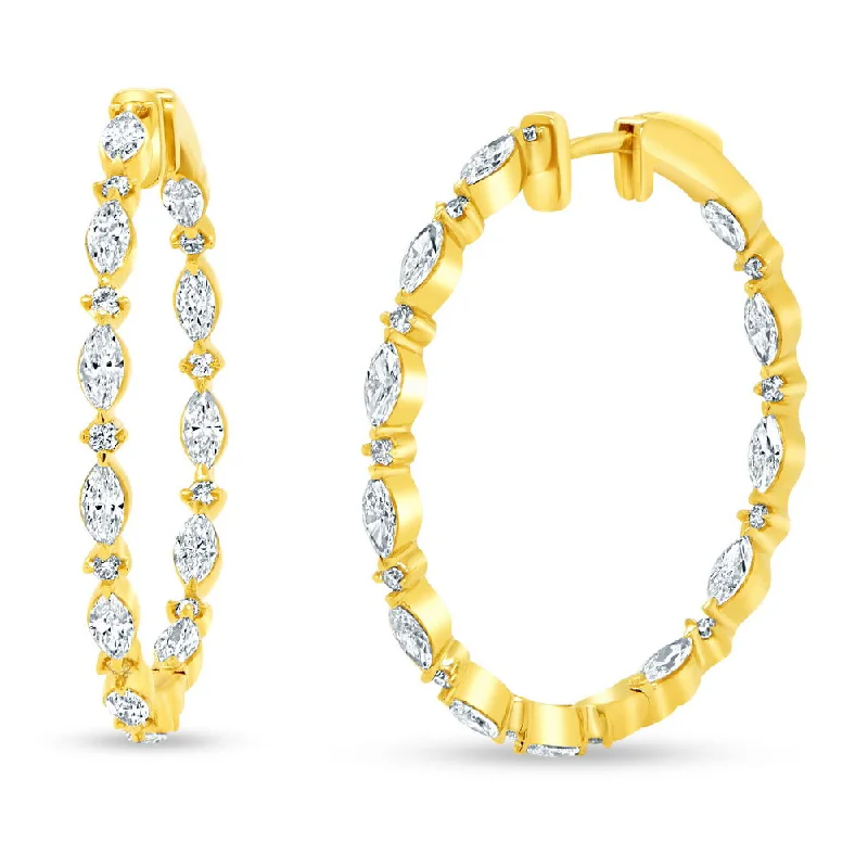 Golden Earrings for Night Events-Uneek Chatterley Collection 1-Row Hoop Earrings